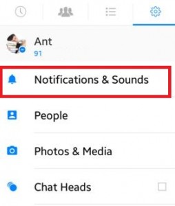 Tap on Notifications & Sound in settings