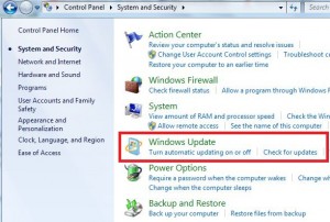 Tap on Windows update on Windows 7