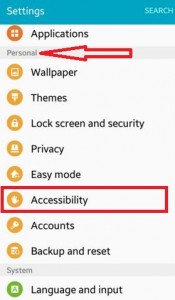 Tap on accessibility under personal section