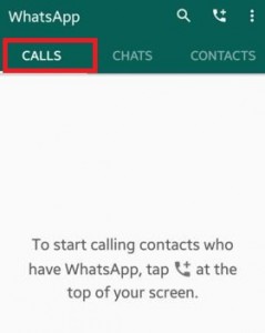 Tap on calls in WhatsApp android