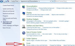 Tap on fonts in Windows 7 desktop