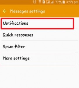 Tap on notificaitons under message settings