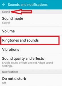 Tap on ringtones and sounds
