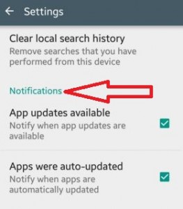 Turn of auto update app notifications on android