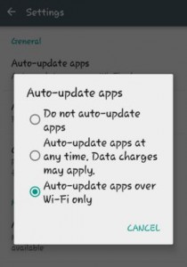 Ative o aplicativo de atualização automática quando o wifi estiver disponível