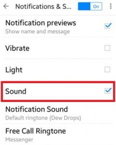 Uncheck sound box on android