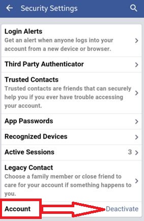 How to deactivate face book account