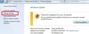 desative a atualização automática no Windows 7