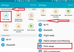 under quick settings tap on data usage