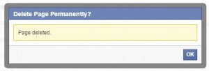 Delete facebook page