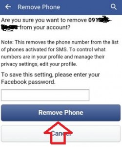 Delete phone number from Facebook on android mobile