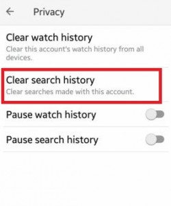 How to clear YouTube search history android phone or tablet