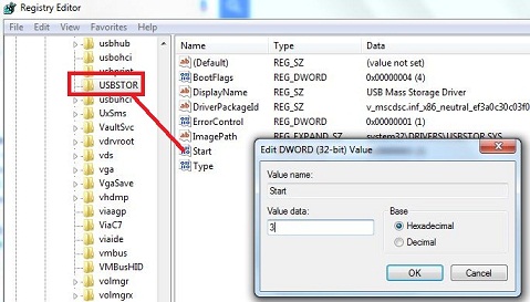 how to enable or disable usb port using regedit