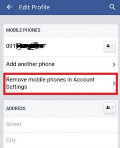 How to remove phone number from Facebook on mobile