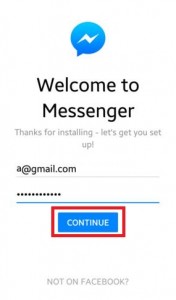 Log in facebook messenger app android