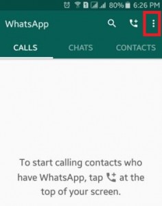 Open WhatsApp and tap on three vertical dots