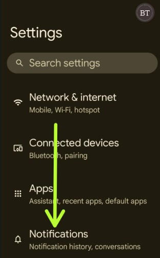 Open the Notifications settings on your Android phone
