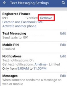 Remove phone number from Facebook on mobile