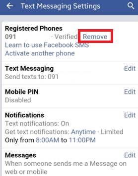 Remove phone number from facebook