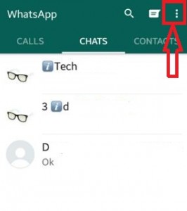 Tap on 3 vertical dots WhatsApp settings