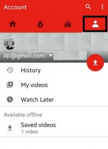 Tap on Youtube Account