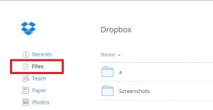Tap on files from left side list on dropbox