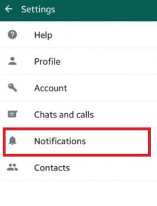 Tap on notifications under WhatsApp settings