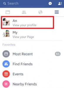 Tap on your facebook profile page