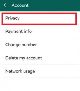 Under account category tap on privacy