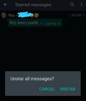 Unstar All WhatsApp Messages on Android