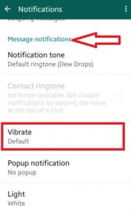 turn off vibration on WhatsApp android lollipop