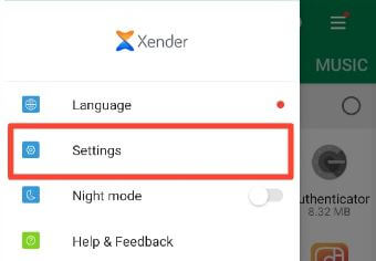 Change Xender storage to SD card using app settings Android