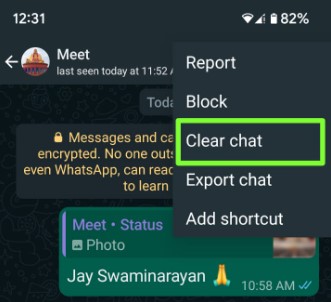 Clear WhatsApp Chat on your Android