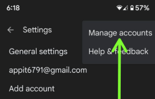 Delete Gmail account using your Gmail App Android