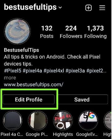 Edit Profile to change Instagram photo on Android