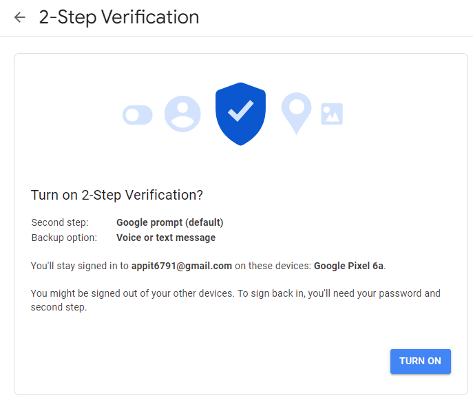 Enable two-step verification Gmail account in PC