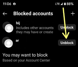 How to unblock on Instagram account Android