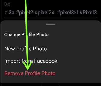 Remove profile photo on Instagram Account Android Smartphone