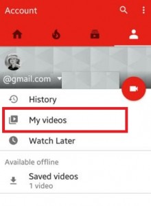 Tap on My videos under Youtube account settings