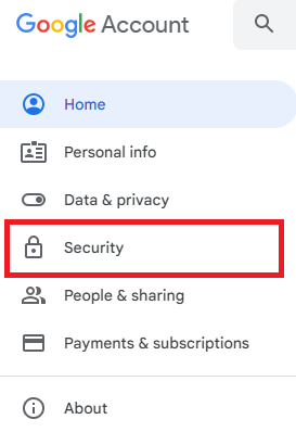 Tap on Security in the left side menu