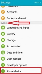 Tap on about device under system settings
