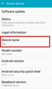 Tap on device name under settings
