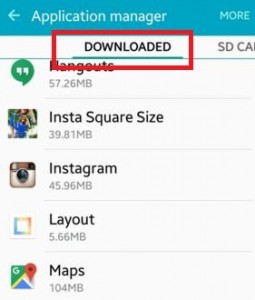 Tap on download tab under application manager