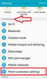 Tap on more connection settings under connections