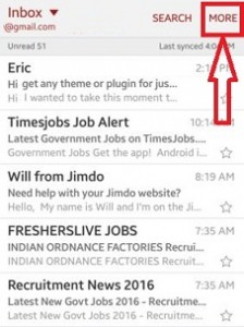 Tap on more from top right side corner of gmail
