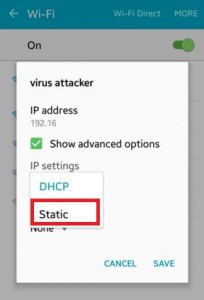 Use Static IP address on android