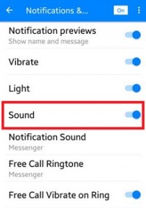 enable facebook notification sound in android