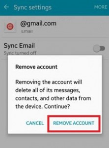 remove google account android device
