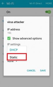 setup static IP address android phone