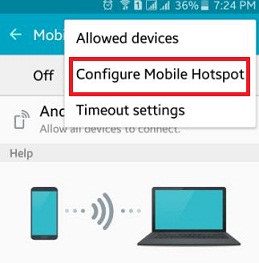 tap on Configure mobile hotspot